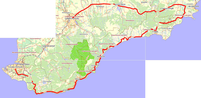 Крым. Предполагаемый маршрут